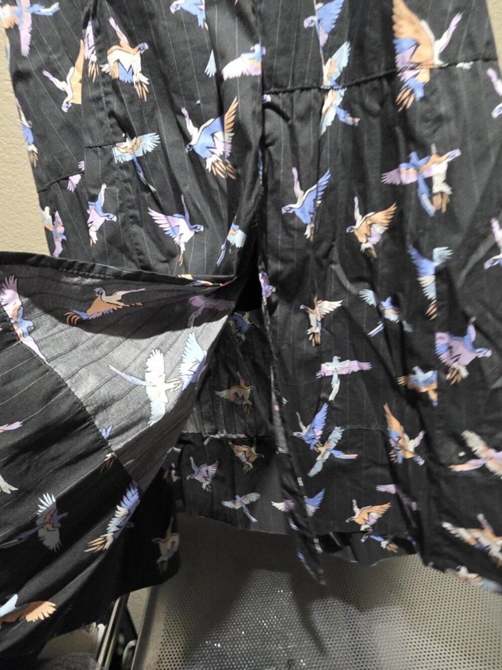 FREE PEOPLE Strapless BIRD PRINT Sunshine of Your Love POCKET Midi DRESS Size 6 - Picture 2 of 5